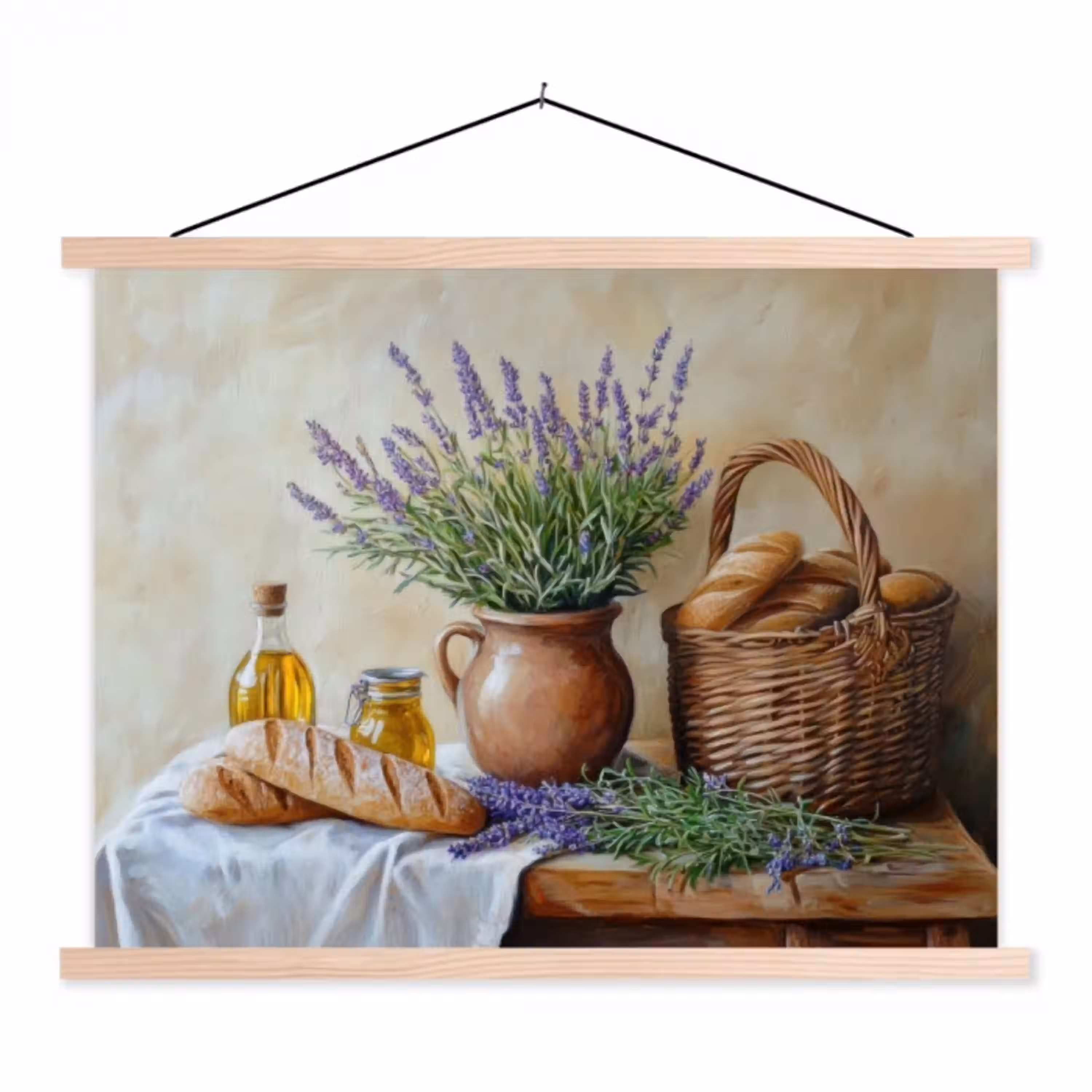 Lavendel - Brood - Stilleven textielposter latten blank klein -3d
