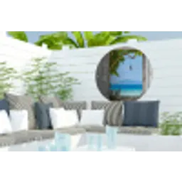 Strand - Tropisch - Zee - Doorkijk Wandcirkel tuinposter met ringen klein -buiten2