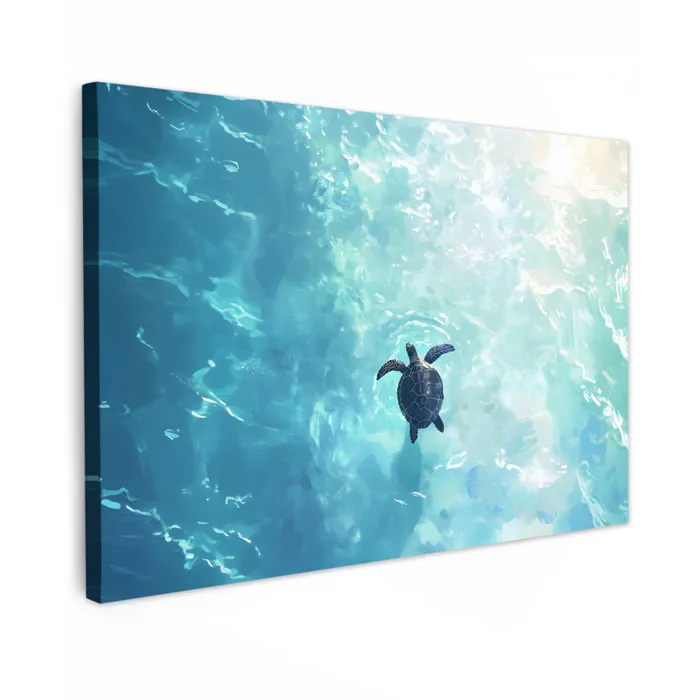 Schildpad - Zee - Blauw - Schittering canvas 2cm klein -z3d