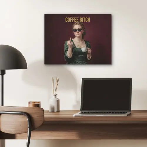 Koffie - Vrouw - Middelvinger PET vilt klein -sfeer5
