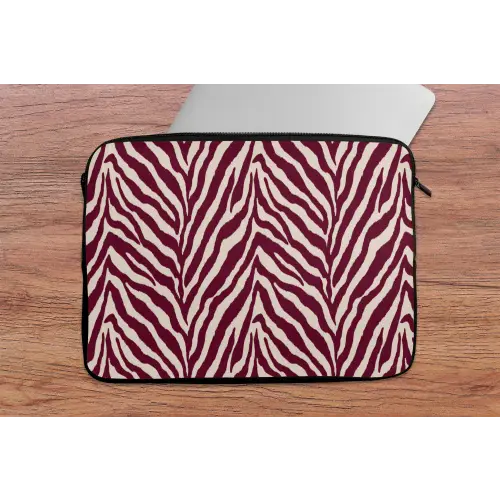 Zebra - Motief - Bordeaux - Rood laptophoes neopreen klein 279 -tafel