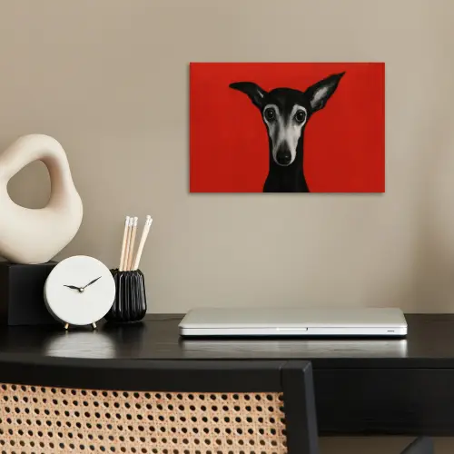 Windhond - Minimalistisch - Rood poster papier klein -sfeer1