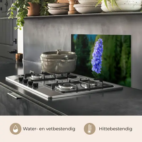 Bloemen - Blauw - Dennenboom keuken achterwand spatscherm klein -usp_NL