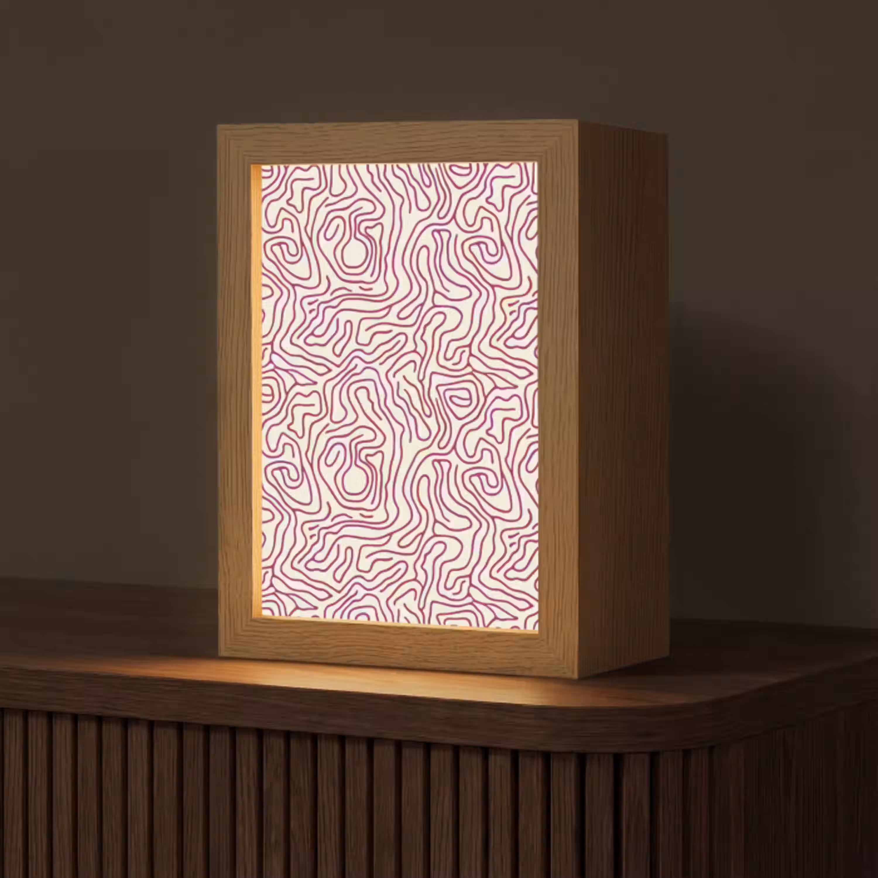 Kronkelende lijn - Magenta - Crème Light Box met kabel (Tafellamp) klein 925 -z3d_website