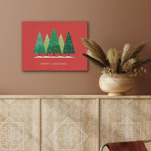 Minimalistisch - Kerstbomen - Rood - Sneeuw PET vilt klein -sfeer4