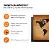 Wereldkaart - Bruin - Kaart Inductie beschermer vinyl 3mm klein -zzzzzzz-td-ups