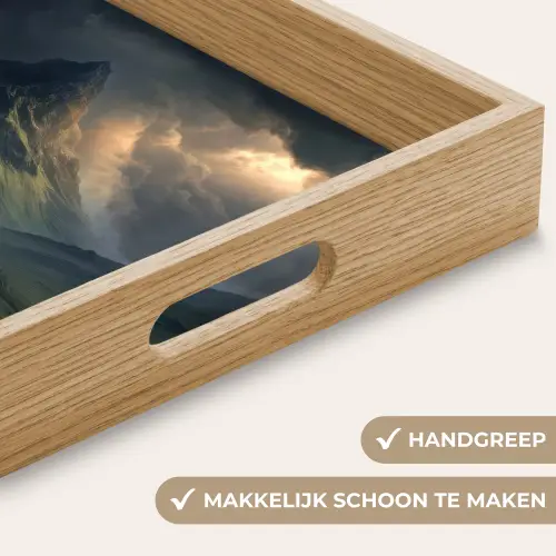 Bergen - Kronkelpad - Groen - Wolken Dienblad Rechthoek middel -USP_HandgreepNL