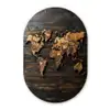 Wereldkaart -  Hout - Mozaïek Wandcirkel Ovaal Glas middel -3d