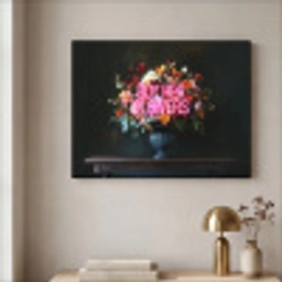 Quote - Bloemen - Vaas - Neon Textielframe zwart klein -sfeer2