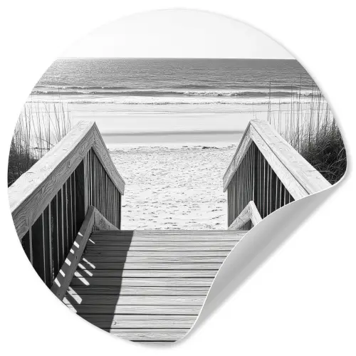 Loopbrug - Hout - Strand - Zee Wandcirkel behangsticker klein -3d