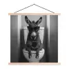 Ezel - Telefoon - Toilet - Zwart - Wit textielposter latten blank klein -3d