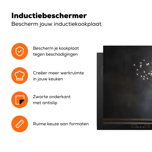 Takken - Vaas - Bolletjes - Wit Inductie beschermer vinyl 3mm klein -zzzzzzz-td-ups