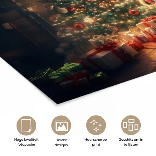 Kerstman - Haard - Donker poster papier klein -closeup_NL