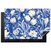 Bloemen - Delfts Blauw - Patroon - Tulp Inductie beschermer vinyl 3mm klein -3d