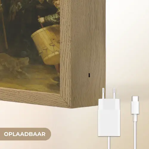 De Nachtwacht - Kunst - Oude meesters - Rembrandt Light Box met batterij (Wandlamp) middel -USP_websiteoplaadbaarNL