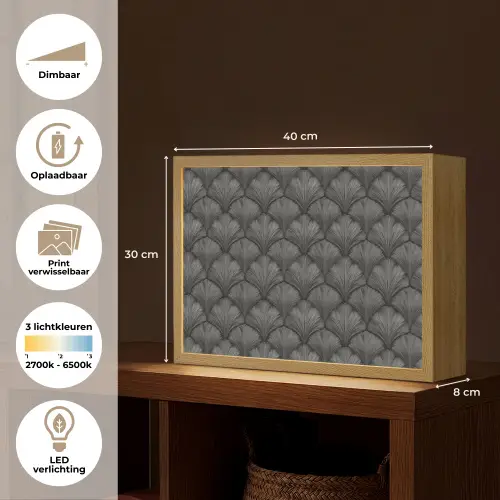 Waaier - Motief - Grijs Light Box met batterij (Wandlamp) middel 907 -USP_websiteoverzichtNL