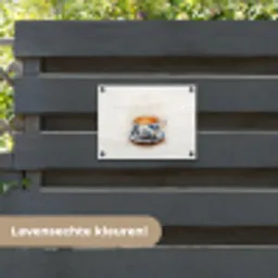 Theekop - Bladeren - Blauw tuinposter los doek klein -sfeer3