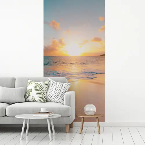 Zonsondergang - Strand - Zee - Zomer - Blauw fotobehang vinyl groot -woonkamer