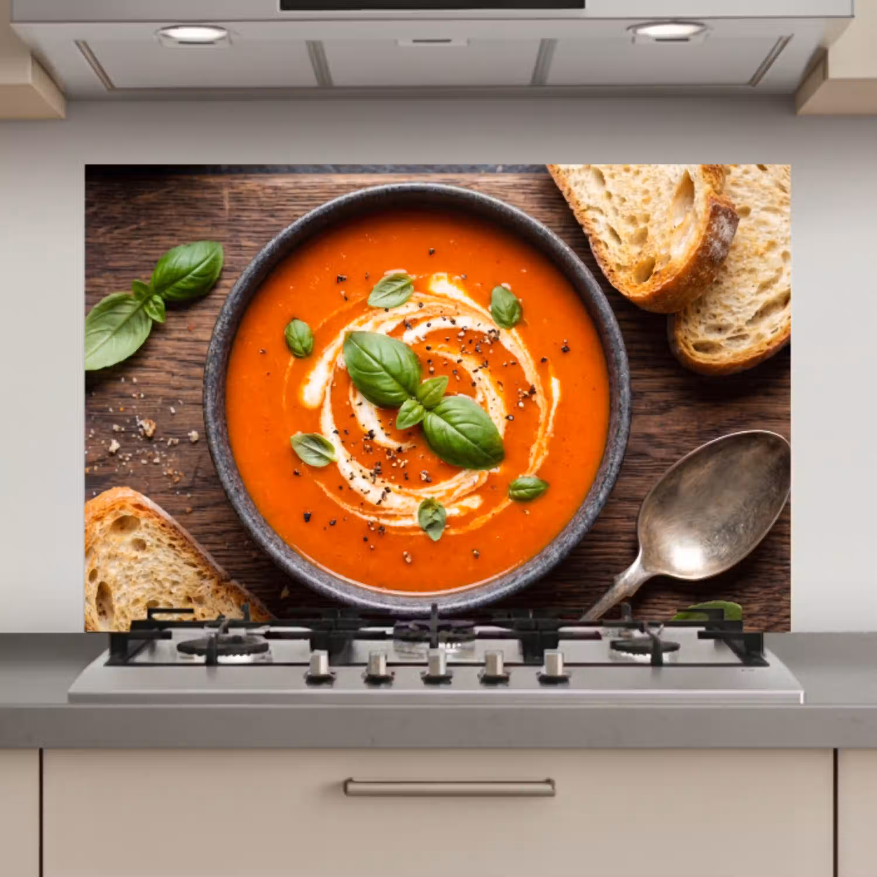 Eten - Soep - Basilicum - Rustiek - Rood keuken achterwand spatscherm klein -3d_website