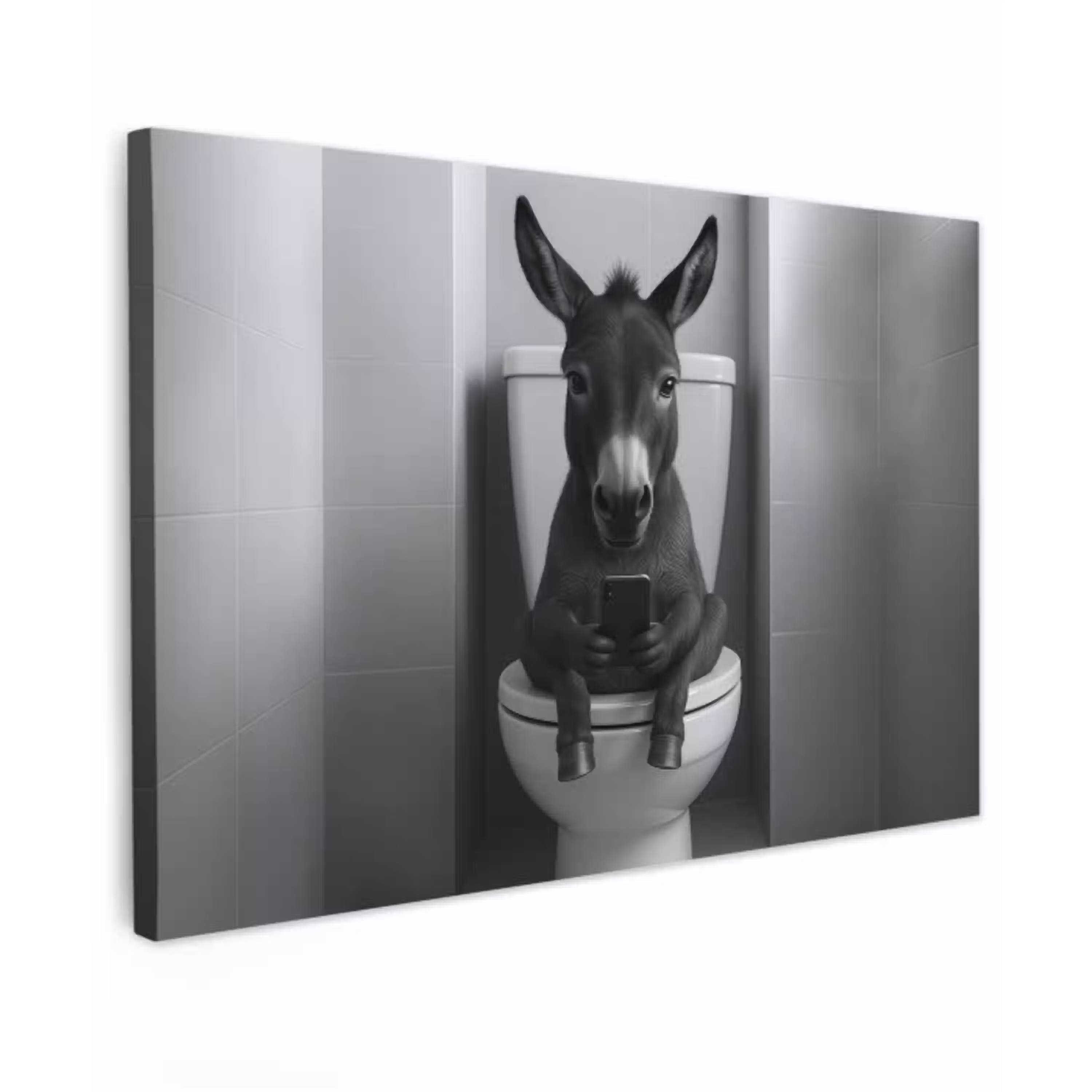 Ezel - Telefoon - Toilet - Zwart - Wit canvas 2cm klein -z3d