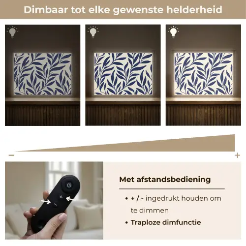 Bladeren - Klimop - Donkerblauw Light Box met batterij (Wandlamp) middel -USP_dimbaarNL
