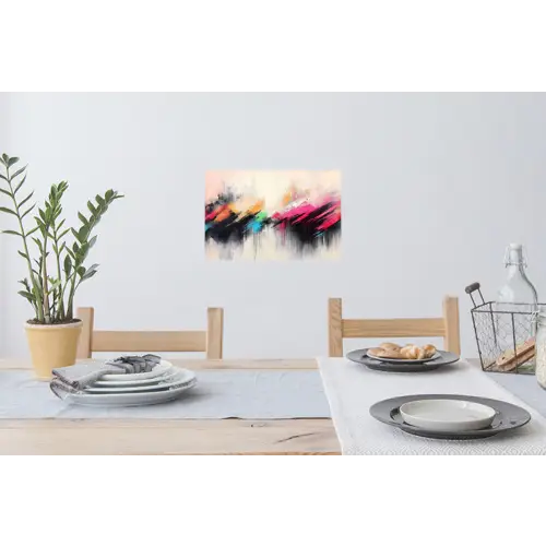 Dynamisch - Abstract - Kleurrijk - Zwart Muursticker klein -eettafel