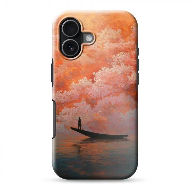 Telefoonhoesje Toughcase - Zee - Boot - Wolken - Oranje
