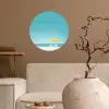 Strand - Blauwe lucht - Geel - Parasol Wandcirkel behangsticker klein -sfeer1