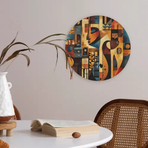 Figuren - Abstract - Symbolen Akoestische PET Vilt - Rond klein -sfeer3