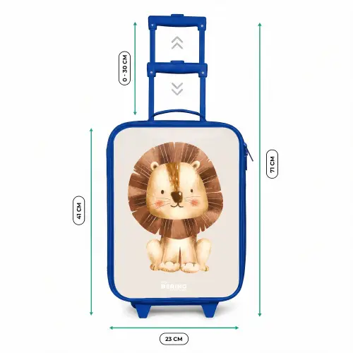 Leeuw illustratie met beige achtergrond Kinderkoffer - Blauw klein -productfoto_formaten
