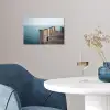 Houten steiger - Helderblauwe lucht poster papier klein -sfeer3