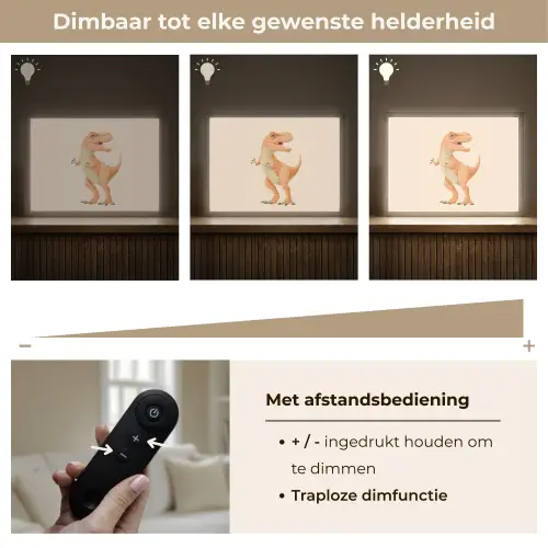 Dino - T-Rex - Oranje Light Box met batterij (Wandlamp kind) middel -USP_dimbaarNL