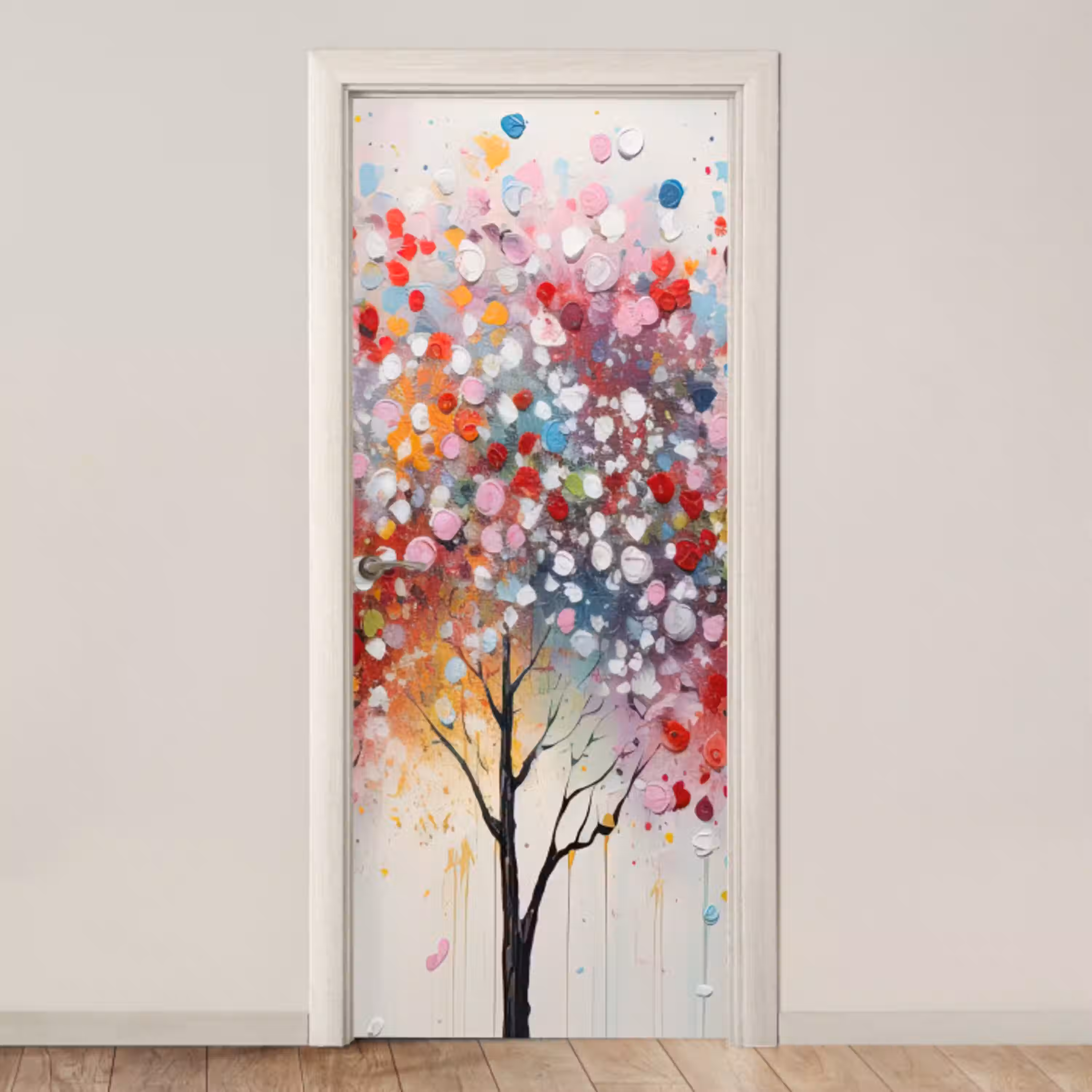 Kunst - Bomen - Natuur - Acryl deurposter klein -3d_beige