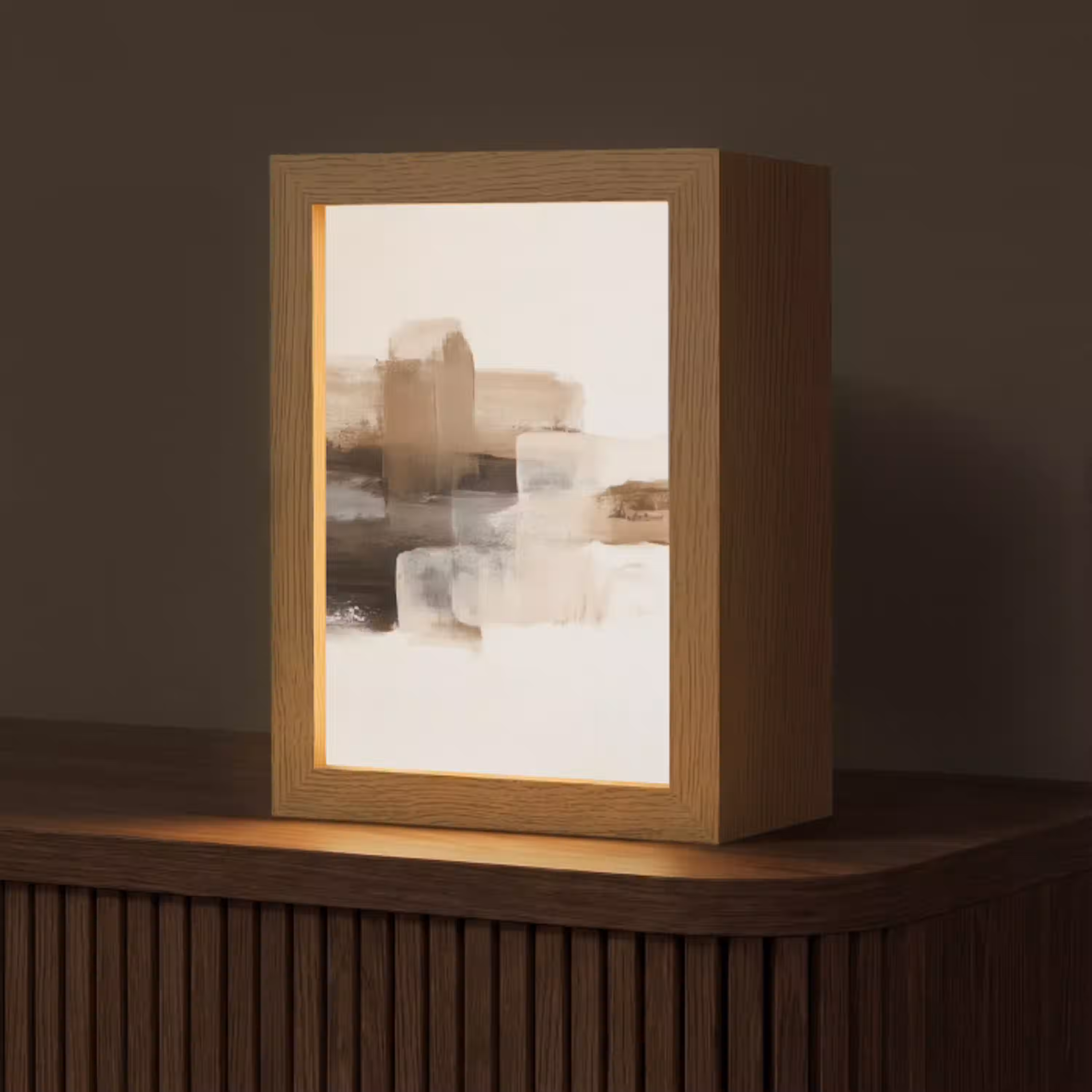 Penseelstreken - Abstract landschap - Rust Light Box met kabel (Tafellamp) klein -z3d_website