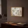 Bloemen - Winter - Wit - Sneeuw - Beige Light Box met batterij (Wandlamp) middel -sfeer1