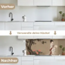Vrouw - Azië - Kunst - Beige keuken achterwand 2 middel -voor-na_DE