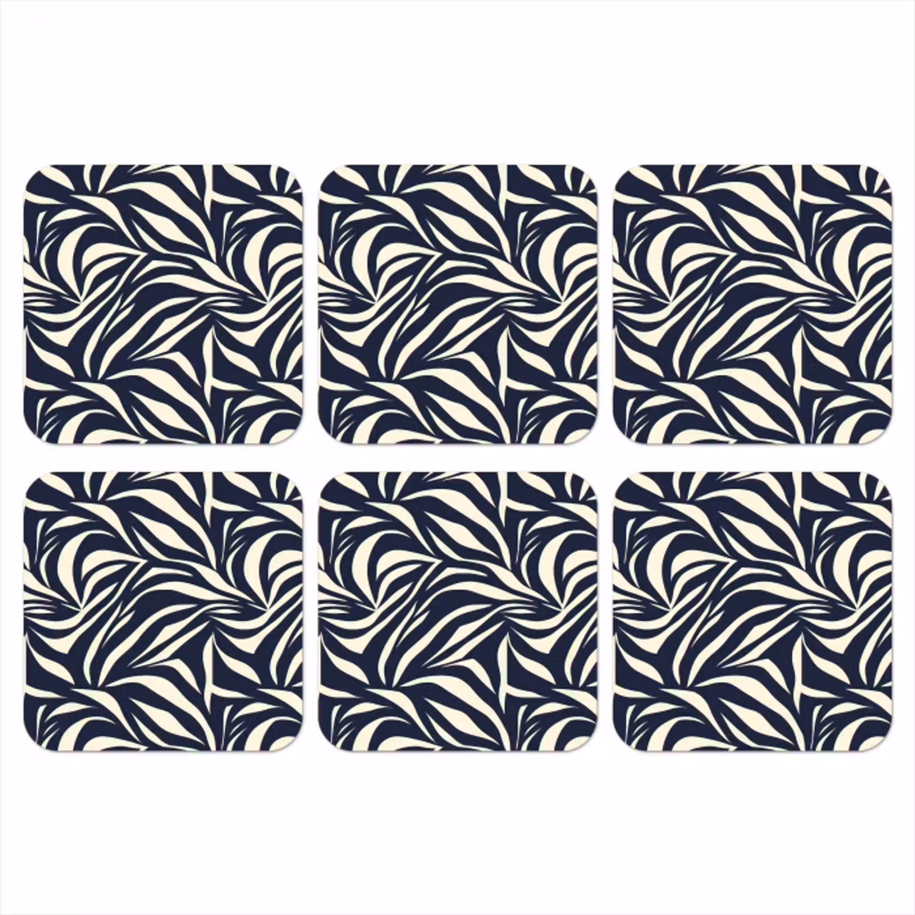 Bladvormen - Blauw - Patroon - Wit onderzetter kurk middel 366 -3d