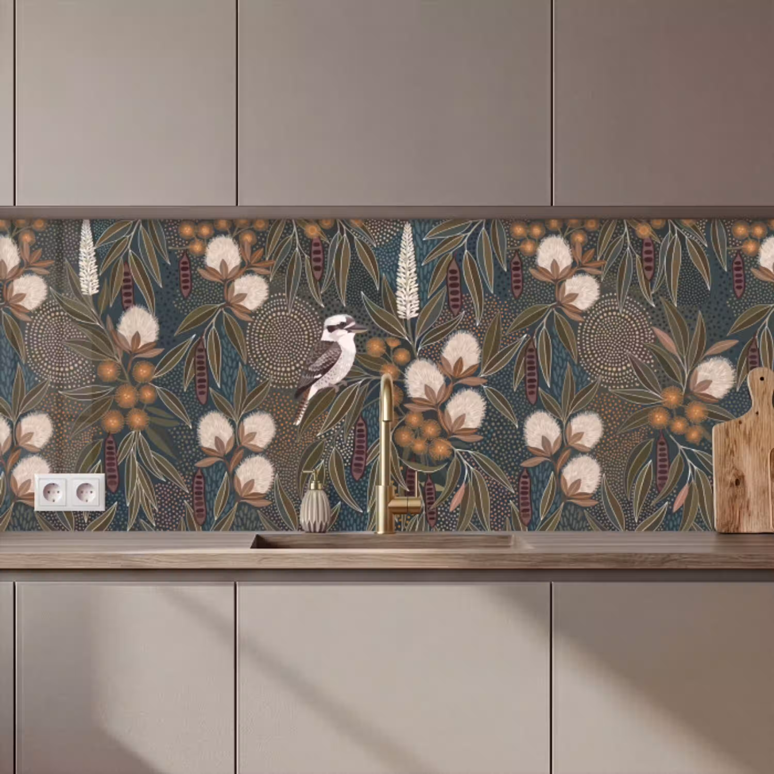 Vogel - Bladeren - Natuur - Illustratie - Groen keuken achterwand 2 middel zz_3dshopping