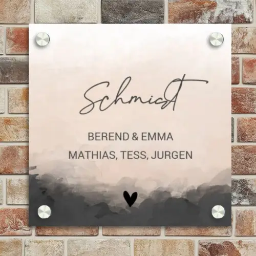 Aquarel - Beige - Sierlijk Naambord Vierkant klein -sfeer2