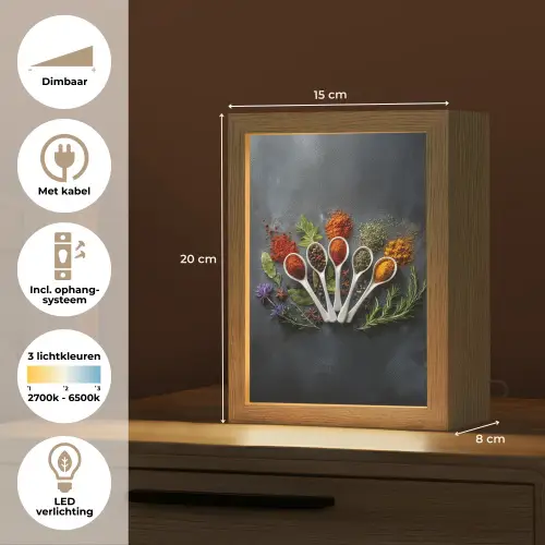 Lepels - Wit - Poeder - Kruiden Light Box met kabel (Tafellamp) klein -USP_NL