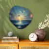 Meeuwen - Zee - Wolken -Blauw Wandcirkel Organisch Forex 3mm klein -sfeer2