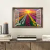 Doorkijk - Bloemen - Tulpen - Kleurrijk - Zonsondergang aluminium wit klein -sfeer1