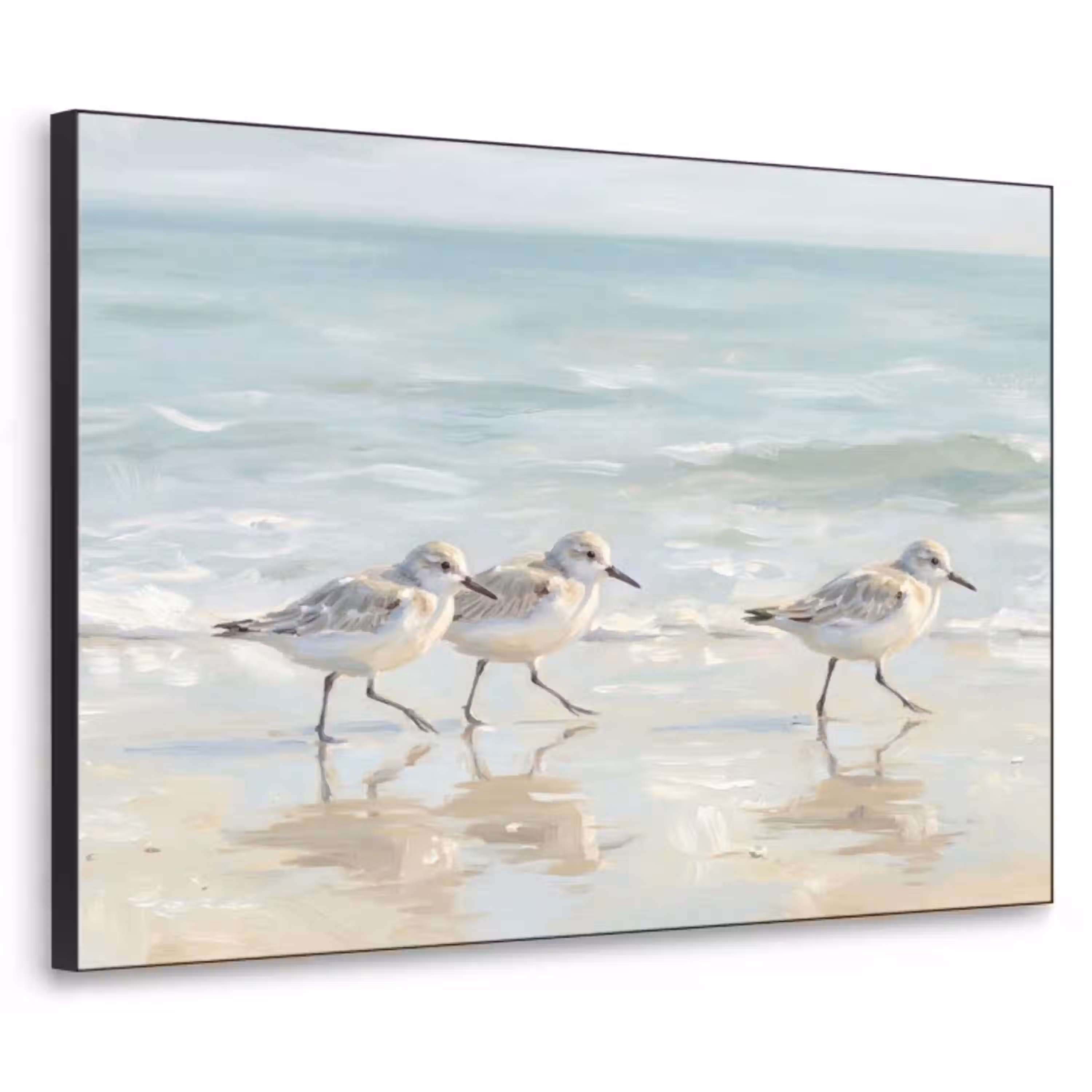 Vogels - Strand - Zee Textielframe zwart klein -3d