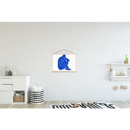 Lichaam - Abstract - Blauw textielposter latten blank klein -kinderkamer