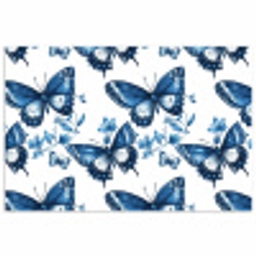 Blauw - Vlinders - Bloemen - Wit poster papier klein 62 -3d