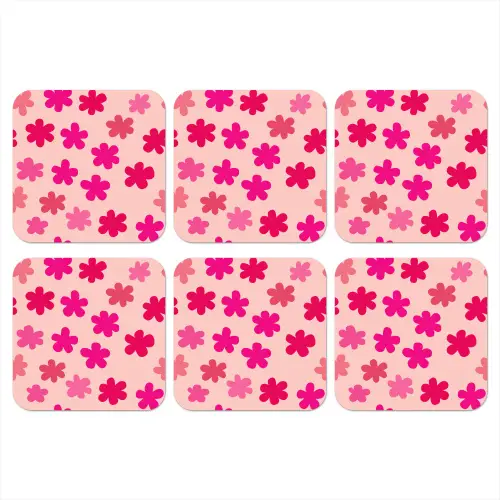 Bloemen - Patroon - Roze onderzetter kurk middel -3d