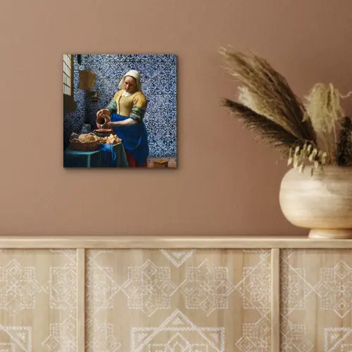 Melkmeisje - Delfts Blauw - Vermeer - Schilderij - Oude meesters aluminium wit klein -sfeer4