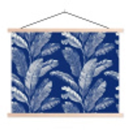 Blad - Palm - Blauw textielposter latten blank klein 122 -3d