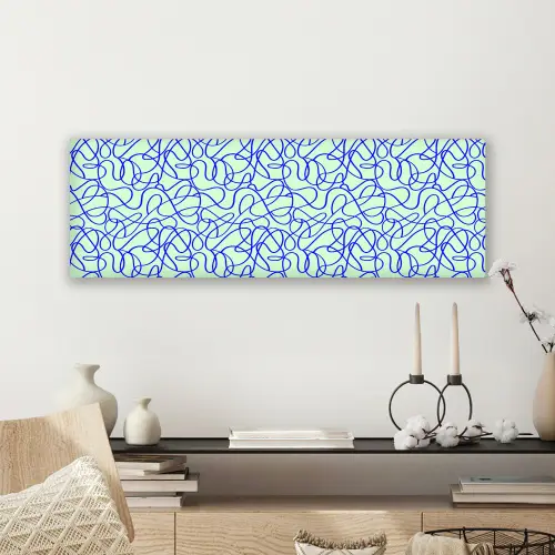Mint - Blauw - Lijnen - Abstract canvas 2cm klein 828 -sfeer6