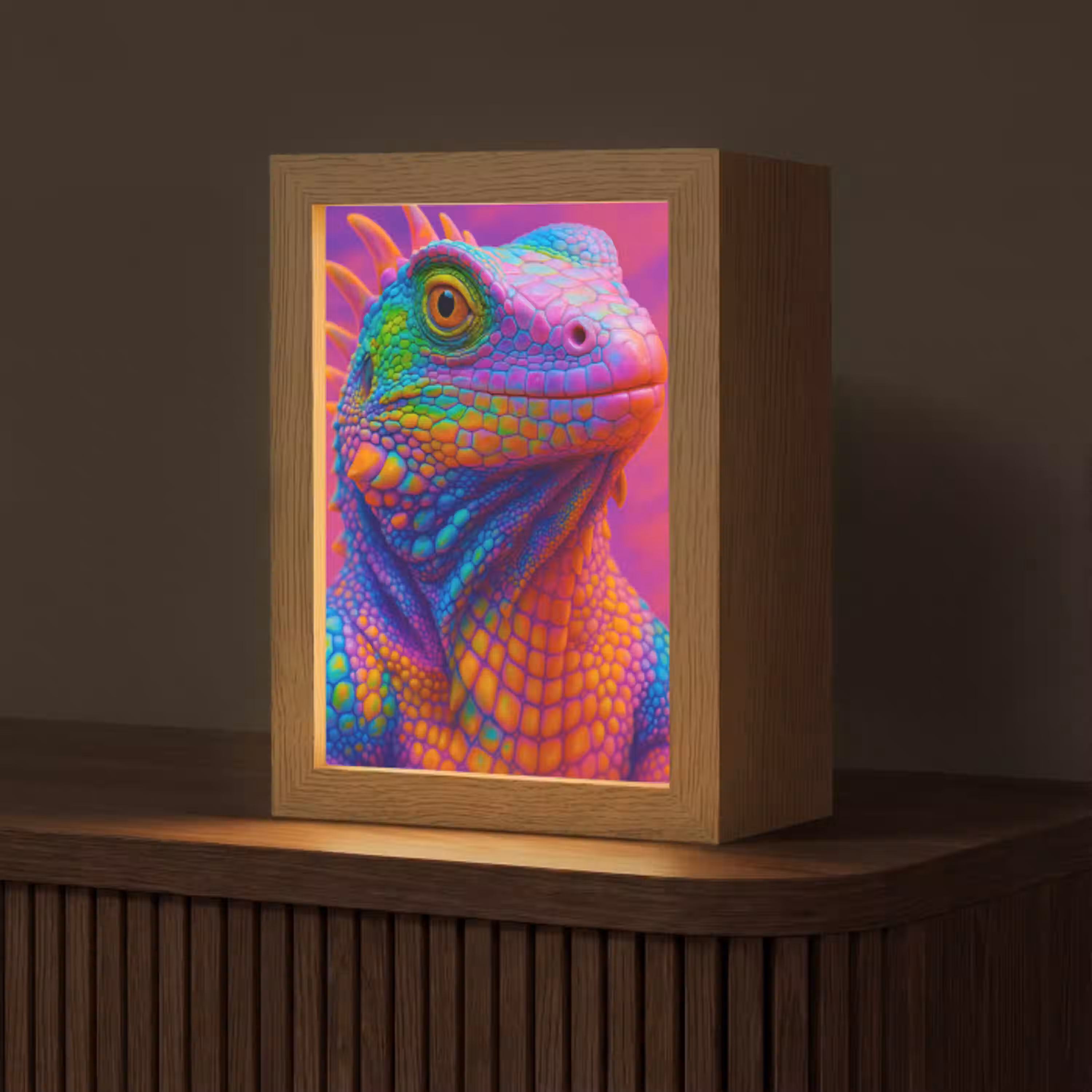Kameleon - Dieren - Neon - Kleur Light Box met kabel (Tafellamp) klein -z3d_website
